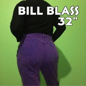 Vintage Bill Bass Purple Jeans 100% cotton denim straight tapered leg mom jeans